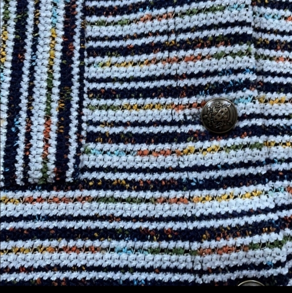 Modcloth textured haute on the horizon striped button down jumper overall… - Picture 5 of 6